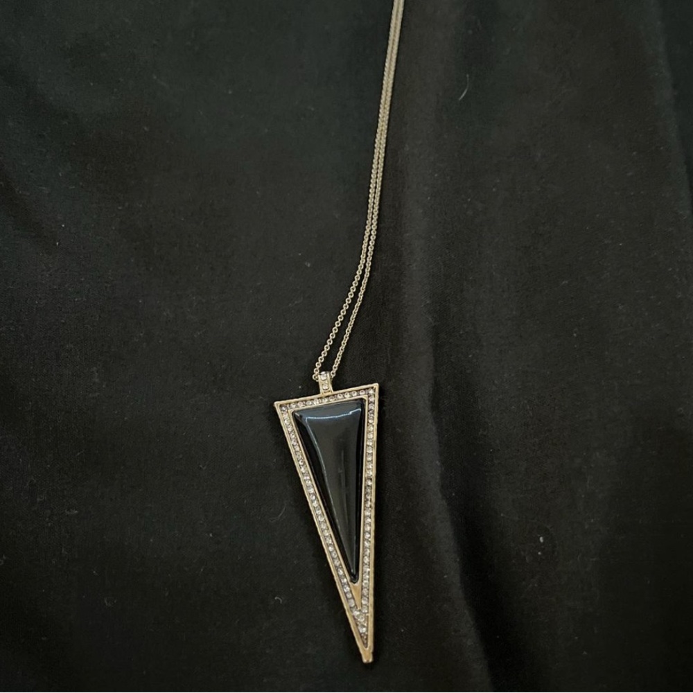 Elegant Black and Gold Triangle Pendant Necklace